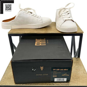 Frye (Size 9.5 NIB) White Ivy Low Lace Leather Mule Sneakers